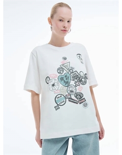 Футболка оверсайз с принтом стикеров Твое