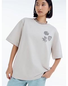 Плотная футболка оверсайз с принтом печатей Твое