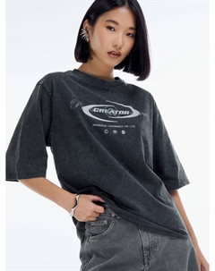 Футболка с вареным эффектом и надписью Твое