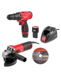 Набор электроинструмента  Одноручная ушм + аккум. дрель-шуруповерт, МЕГА АКЦИЯ, в коробке Wortex