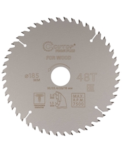 Диск пильный по дереву Profi plus 75-18548Т, с тефлоновым покрытием 48Т, 185х1.3/2.0х30/25.4/20/16 мм Cutop
