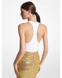 Боди Hand-Embroidered Sequin Stretch Jersey, белый Michael kors