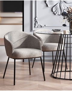 Стул из мягкой ткани букле серый Laredoute