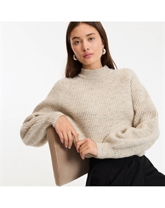 Джемпер с круглым вырезом из плотного трикотажа бежевый La redoute collections