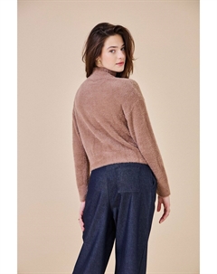 Пуловер с длинными рукавами и воротником-стойкой каштановый See u soon