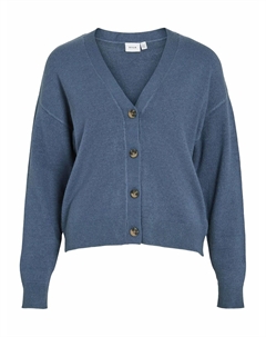 Кардиган на пуговицах с V-образным вырезом синий Vila