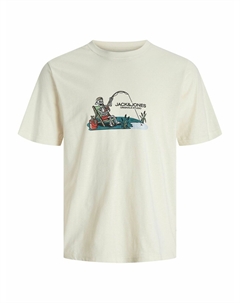 Футболка с круглым вырезом и принтом бежевый Jack & jones