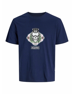 Футболка с круглым вырезом и принтом синий Jack & jones