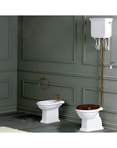 Унитаз напольный Arcade LA01bi с высоким бачком, с ручкой бронза, белый Simas