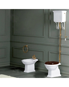 Унитаз напольный Arcade LA01bi с высоким бачком, с ручкой золото, белый Simas