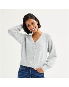 Кардиган с рукавами-фонариками и пуговицами спереди, серый Sonoma goods for life