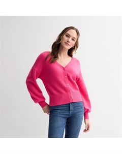 Кардиган с рукавами-фонариками и пуговицами спереди, цвет pink theme Sonoma goods for life