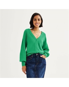 Кардиган с рукавами-фонариками и пуговицами спереди, цвет emerald flare Sonoma goods for life