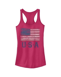 Классический женский топ с эффектом поношенности и принтом флага США, цвет raspberry Unbranded