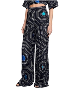 Брюки из шелка с принтом "Spiral", черный Sandro