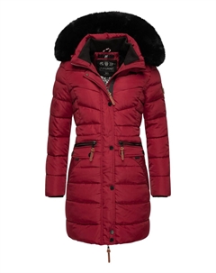 Стеганое пальто Паула, цвет Dark Red With Black Fur Navahoo