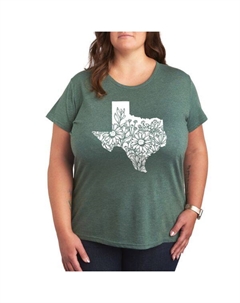 Футболка с цветочным принтом в техасском стиле больших размеров, зеленый Licensed character
