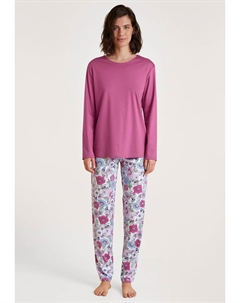 Длинные хлопковые пижамы для женщин, цвет Red Violet Calida