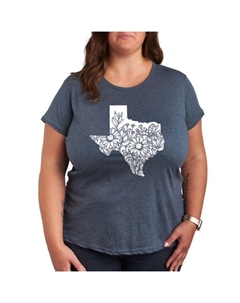 Футболка с цветочным принтом в техасском стиле больших размеров, синий Licensed character