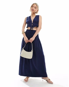 Юбка макси с заниженной талией от в темно-синем цвете 4th & reckless