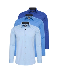 Рубашка (3 шт) с длинными рукавами, приталенного кроя, синий Rusty neal