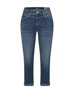 Богатые джинсы, длина до щиколотки, облегающий крой, бахрома, для женщин, темно-синий Mac