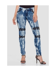 Джинсы с модной вышивкой, синий Cipo&baxx