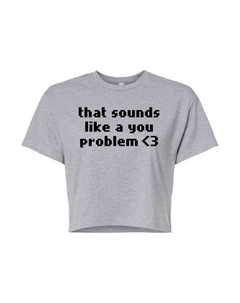 Футболка с укороченным графическим принтом от Juniors, которая звучит как твоя проблема, серый Licensed character