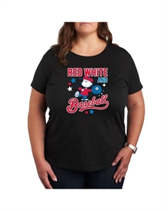 Футболка с принтом Lucy в бейсбольной тематике и арахисом в красно-белых тонах, черный Licensed character
