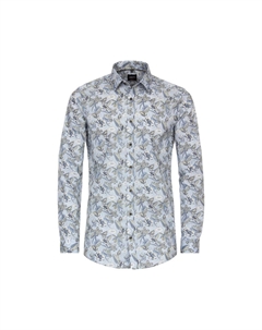 Мужская деловая рубашка с принтом, облегающая боди, цвет Mittelblau Venti