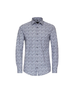Мужская деловая рубашка с принтом современного кроя, темно-синий Venti