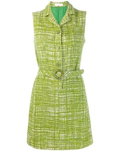 Prada pre owned твидовое платье трапеция 44 зеленый Prada pre-owned