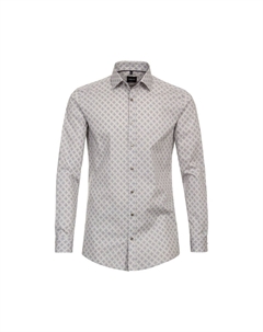 Мужская деловая рубашка с принтом, облегающая боди, бежевый Venti