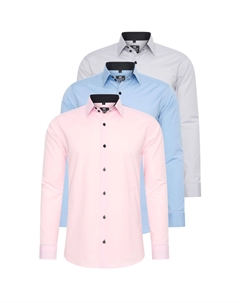 Рубашка (3 шт) с длинными рукавами, приталенного кроя, красный Rusty neal