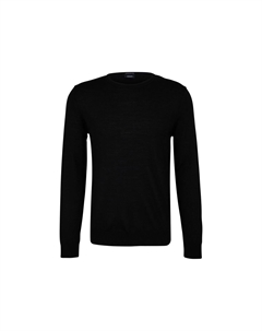 Мужской вязаный свитер - JK-01Denny, круглый вырез, тонкой вязки, шерсть, однотонный, черный Joop