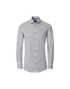 Мужская деловая рубашка с принтом, облегающая боди, серый Venti