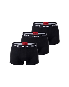 Мужские боксеры, 3 шт., тройная упаковка плавок, логотип, хлопок стрейч, черный Hugo
