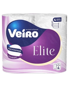 Бумага туалетная VEIRO Elite extra 4 шт/уп. 4-слойные 125 листов без аромата Нет марки