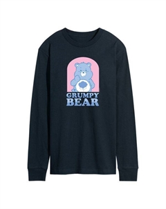 Мужская футболка Care Bears пастельных тонов с длинным рукавом и принтом «Сердитый медведь», синий Licensed character