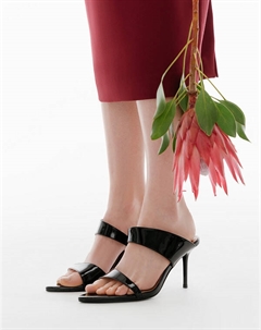 Черные лакированые женские мюли Mascotte