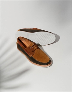 Рыжие мужские топ-сайдеры с зелеными вставками Mascotte