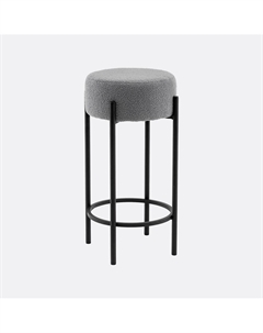 Барный табурет в стиле минимализм с обивкой из букле серый Laredoute
