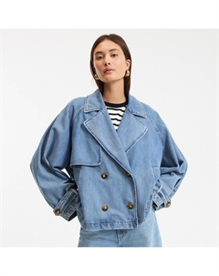 Короткий джинсовый тренч Signature MARCELLIN синий La redoute collections