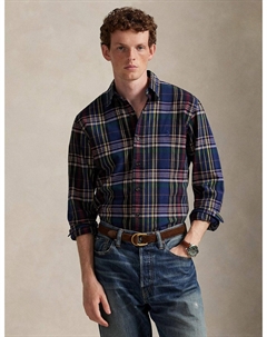 Рубашка прямого силуэта Oxford в шотландскую клетку синий Polo ralph lauren
