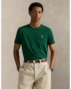 Футболка Custom Slim Fit с круглым вороником из джерси крой приталенный зеленый Polo ralph lauren