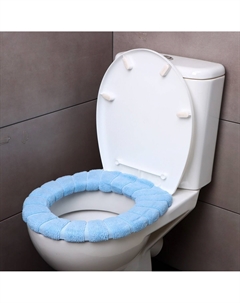 Чехол мягкий накладка на крышку и сиденье унитаза, голубой Nobrand