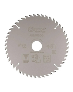 Диск пильный по дереву 75-19048Т, с тефлоновым покрытием, 48Т, Profi plus, 190 х 1,5/2,2 х 30/25,4/20/16 мм Cutop