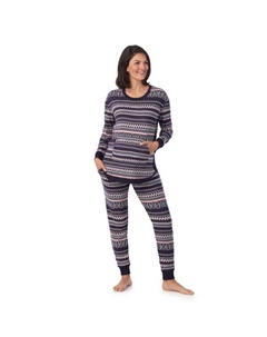 Комплект пижамы для беременных с вязаным свитером и круглым вырезом, цвет navy fairisle Cuddl duds