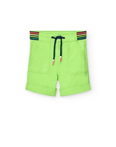 Детские бермуды с контрастной полосатой резинкой и шнурком для регулировки, зеленый Boboli