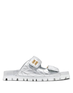 Стеганые сандалии, серебяный Miu miu